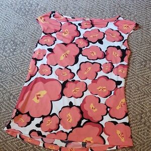 Floral Print Women's Blouse - Peach and White